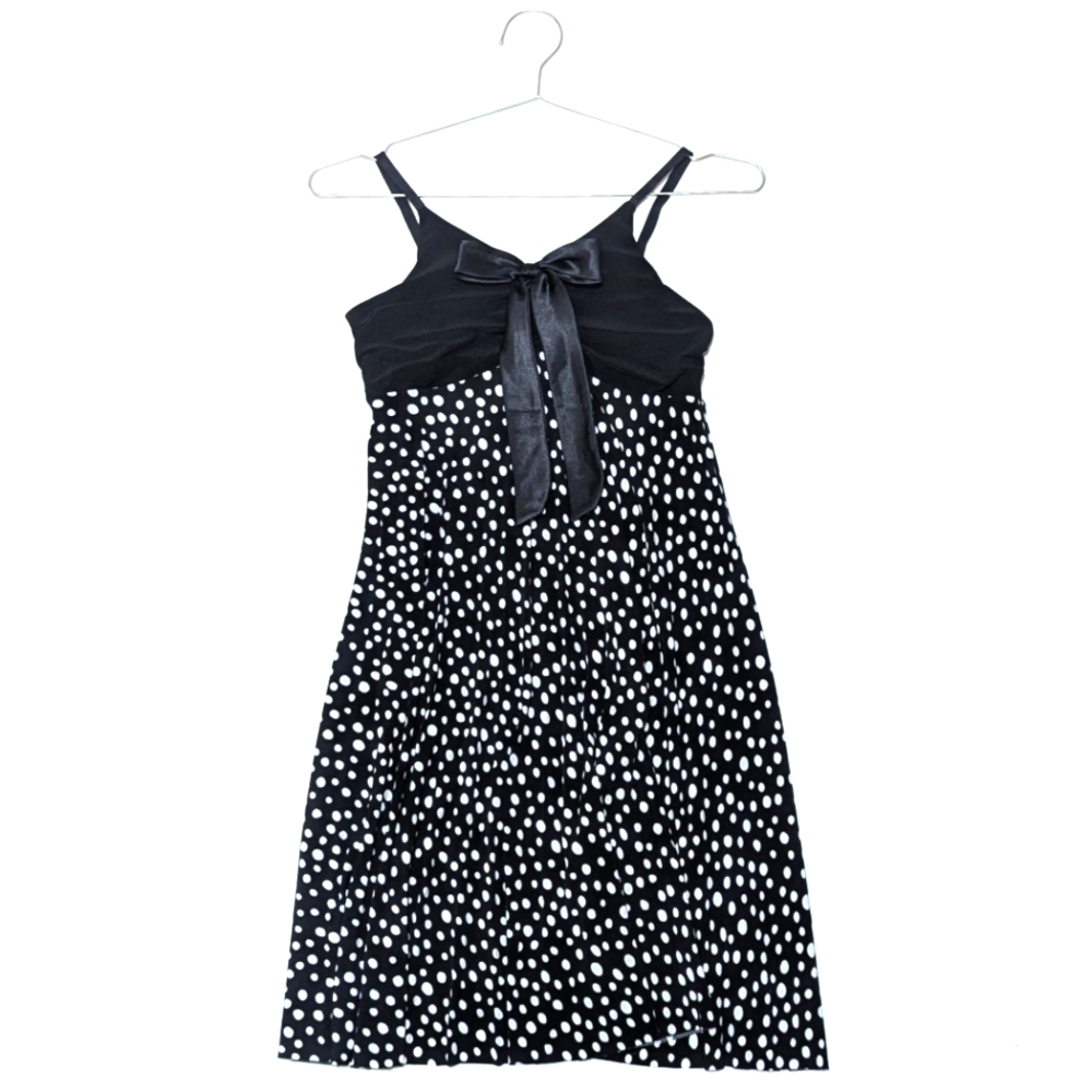 Vintage | Y2K | Feminine | Baby Doll Dress | Polka Dot | Bow | Tie Back | Chic